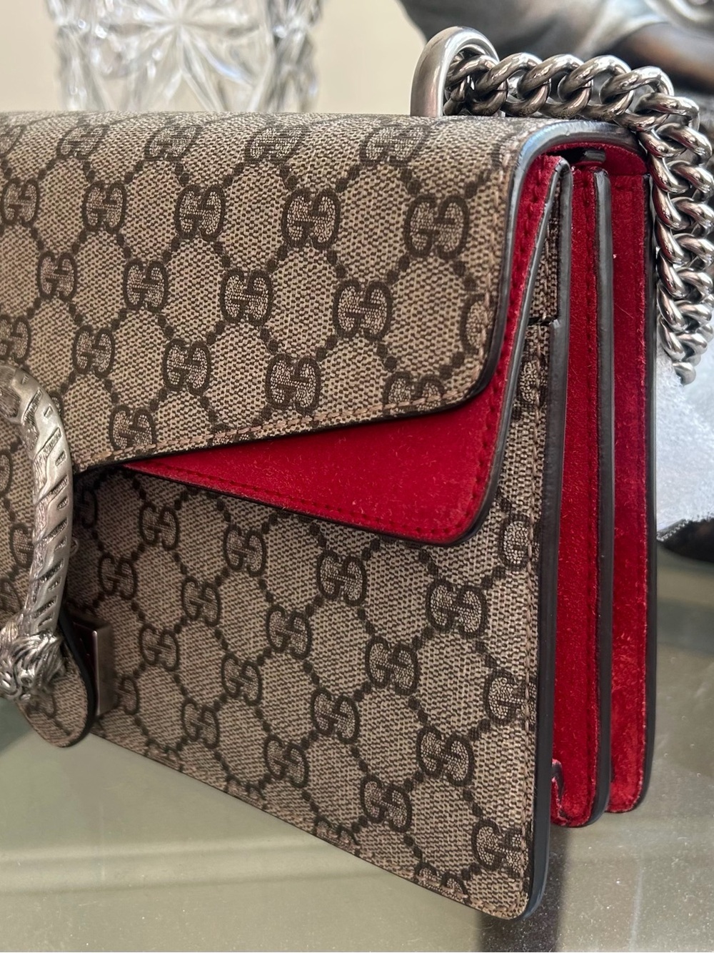 Gucci GG Supreme Monogram Suede Small Dionysus Shoulder Bag - Picture 4 of 12